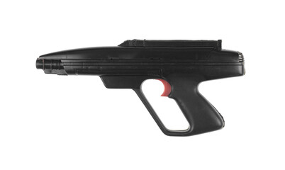 black futuristic blaster on a white background - obrazy, fototapety, plakaty