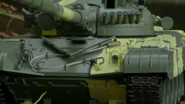 tank turret with a cannon, front view panorama