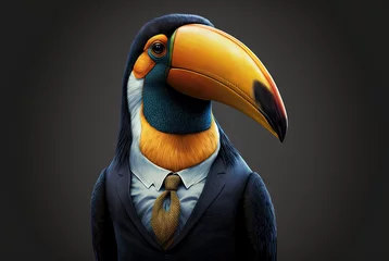 Foto op Aluminium Portrait of a toucan dressed in a formal business suit, generative ai © VertigoAI