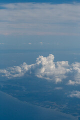 Fototapeta premium White clouds and blue sky in this aerial photograph of clouds