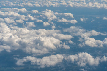 Naklejka na ściany i meble Aerial view of clouds over the Chesapeake Bay and DelMarVa region of the eastern United States. Delaware Maryland and Virginia are the three states that make up this region