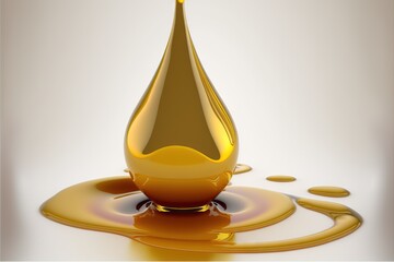  a drop of liquid is falling into a puddle of liquid on a white surface with a light brown background and a white background with a light brown border.  generative ai
