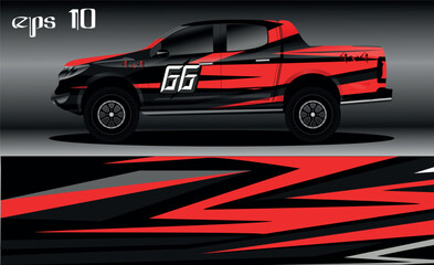 Racing car wrap design vector. Abstract graphic stripe racing background kit design for vehicle wrap, race car, rally, adventure and livery