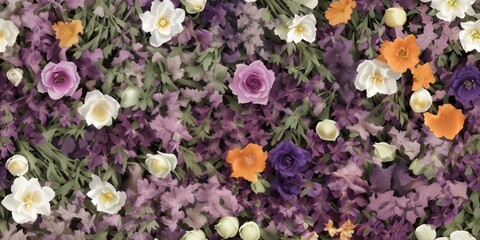 Obraz premium Roses and Flowers Seamless floral pattern, Tiled vintage, beautiful background for wallpaper 4K