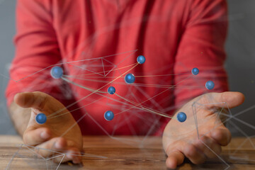 Global network. Blockchain. 3D illustration. Neural networks and artificial intelligence. Abstract  - connection