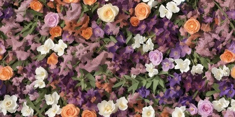 Roses and Flowers Seamless Tiled vintage, beautiful background for wallpaper 4K