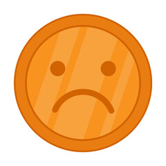 Fototapeta premium Bronze coin with sad expression flat vector illustration. Money sticker isolated on white background. Finance, decrease of profit concept