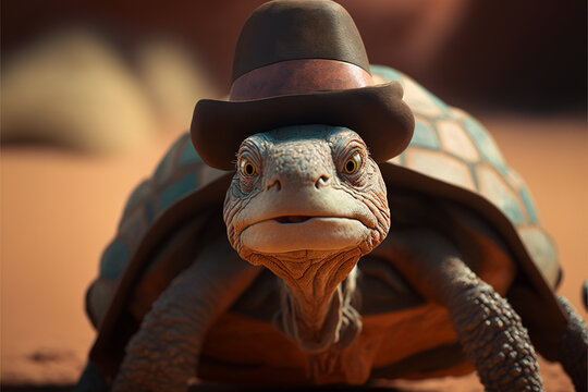 Angry turtle with a hat generative AI
