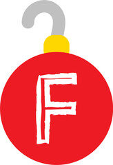 Christmas Ornament Ball Alphabet Letter F