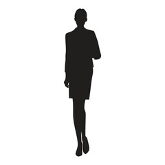 Young woman silhouette. White background.

