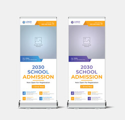 Obraz premium Creative school admission roll up banner design