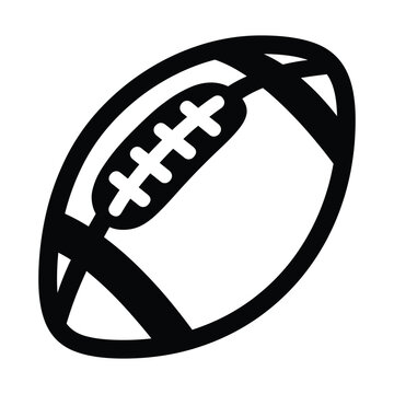 American Football ball flat icon emoji design. Isolated oval ball used in the game of American football, gridiron sign design.