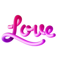 love 3d text lettering transparent background