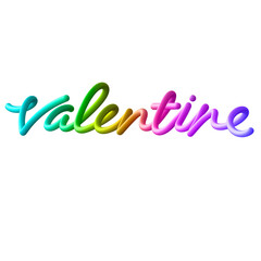 Valentine 3d text lettering transparent background