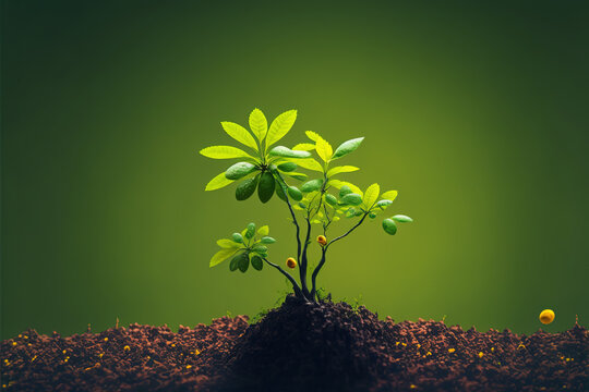 Plante qui pousse et cro&icirc;t hors de la terre