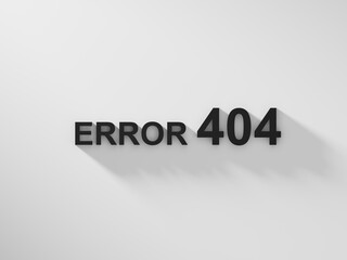 error 404 black text on white background with soft shadow, page not found