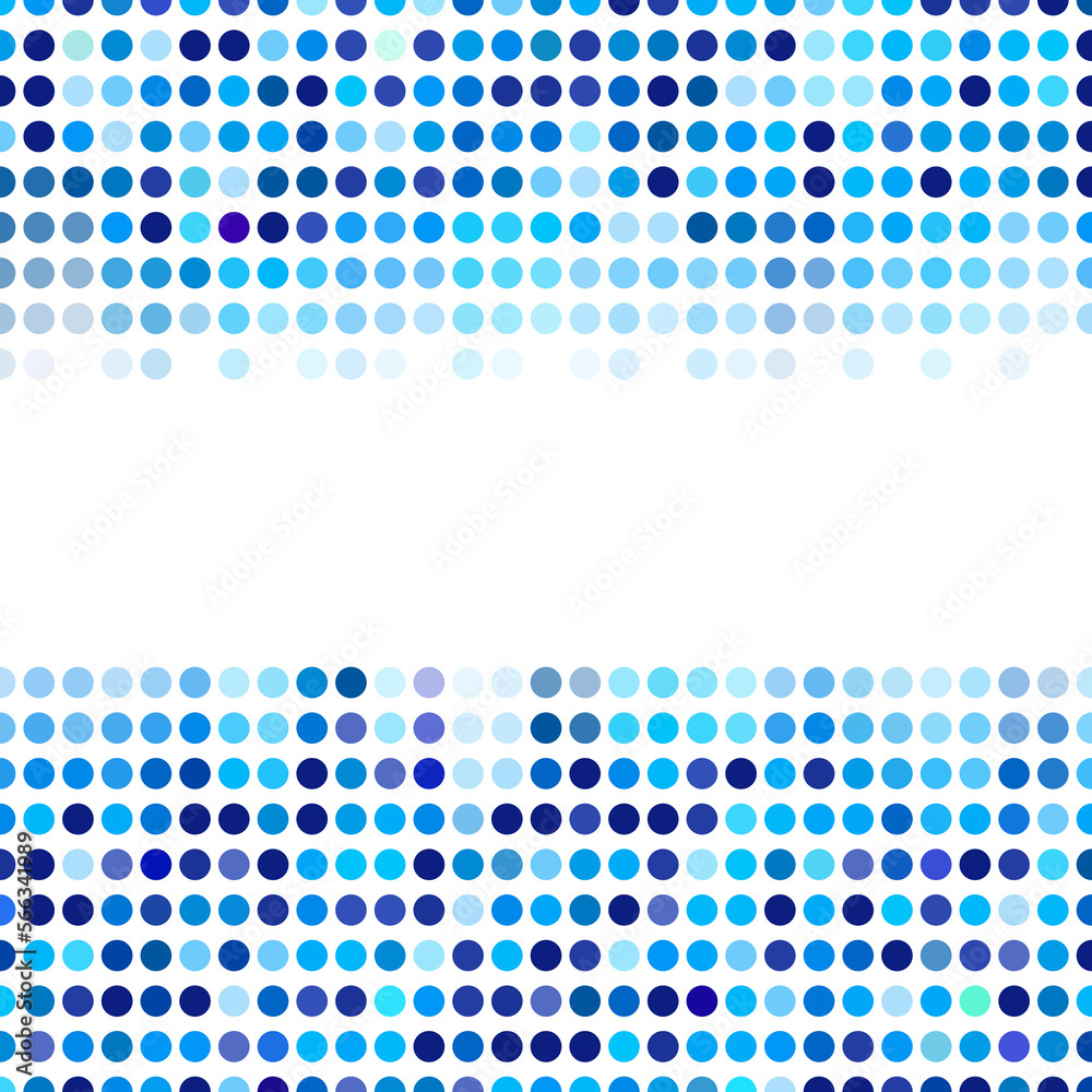 Poster Mosaic background random dark and light blue circles, pattern of polka dots, neutral versatile pattern for business techno style design