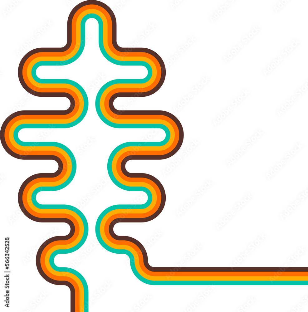 Poster abstract retro background, digital lines and circles, design70s, vector.
