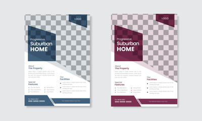 Naklejka premium Real estate flyer template vector design in a4 size, Fully editable print ready layer organized flyer template design for real estate , corporate flyer design creative modern simple 