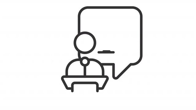 Animated business expert linear icon. Public presentation. Expert forecast. Analyst performance. Seamless loop HD video with alpha channel on transparent background. Outline motion graphic animation