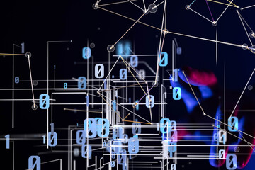 Global network. Blockchain. 3D illustration. Neural networks and artificial intelligence. Abstract  - connection