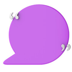 Speech bubble with double quote. 3D illustration.