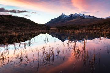 Sunset over mountains, Scotland