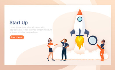 Startup new business project. Idea through planning and strategy, time management, realization. Vector illustration