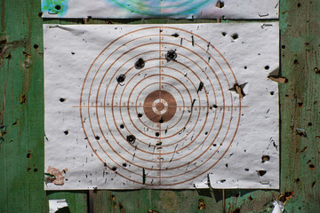 Bullet holes. Paper target.