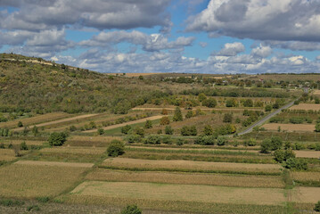 Fototapeta premium Old Orhei is a historical and archaeological complex in the reserve of Moldova. The area lies on hills and plains in the bend of the river Reut. Old Orhei Monastery. Panorama of a unique landscape.
