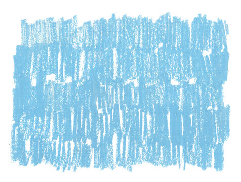 Hand drawn texture. Natural blue sky color. Template banner of organic cosmetics label, vegan packaging design. Rough oil pastel drawing with textured effect. Cyan background. Sketch grainy backdrop.