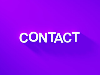 Contact page header white text word on purple background with soft shadow, web page banner