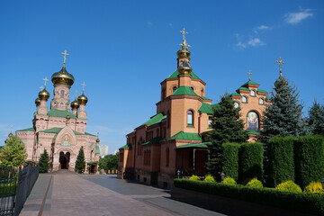 Fototapeta na wymiar Holy Intercession Monastery, Goloseevsky Hermitage in Kyiv city, Ukraine