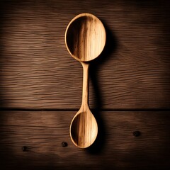 Wooden spoon on old wooden burned table or board for background. Toned - generative ai
