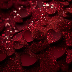 ruby glitter heart background, ai generation