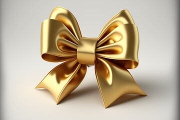 Golden silk bow. Generative AI.