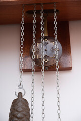 Vintage cuckoo clock isolated for creative background.
cuckoo clock hanging on the wall.