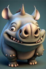Cute Adorable Rhinoceros with Big Eyes Generative AI Digital Illustration Part#300123