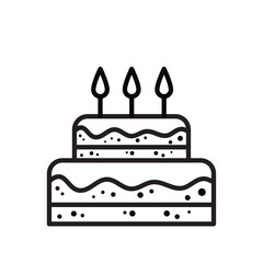 birthday cake with candles - vector icon