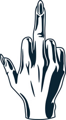 Female hand with middle finger for nail bar. Element for beauty studio. Fashion, trendy style of fingernails. Woman wrist