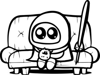 cartoons, vektor, abbildung, halloween, kind, zeichnung, black, character, comic, gesicht, junge, spaß, lächeln, monster, kunst, schädel, leute, tier, komisch, kostüm,RPG, cartoon, cute, monster, eyes