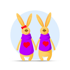 a pair of rabbits with a hearts	
