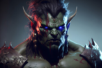 Scary Orc Warrior With Glowing
