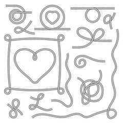 Rope brushes set, classic border texture, letter stroke, decorative element