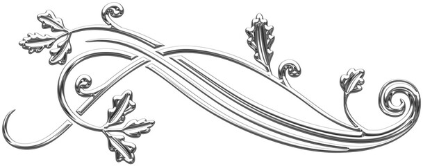 Art deco silver arabesque. Art Deco style vector illustration with silhouettes of oak leaves creating a symbol