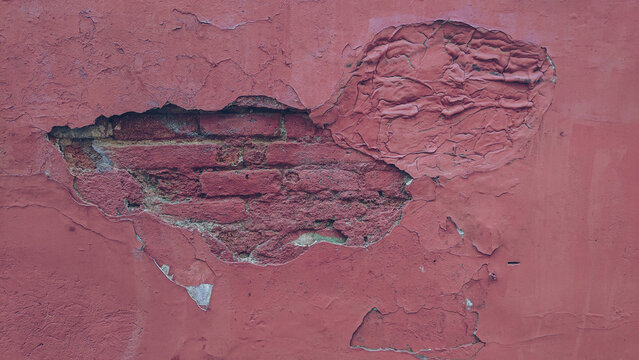 Red brick and plaster render wall texture