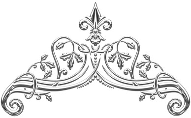 Art deco silver symbol with oak branches. Art Deco style vector illustration with silhouettes of oak leaves creating a border