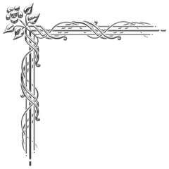 Art Deco style silver corner with a flower. Art Deco style vector illustration with silhouettes of leaves and flowers creating a corner