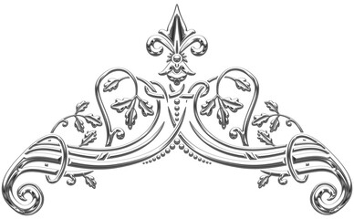 Art deco silver symbol with oak branches. Art Deco style vector illustration with silhouettes of oak leaves creating a border