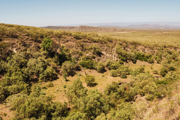 Fototapeta na wymiar Scenic view of volcanic rock formations at Hell's Gate, Naivasha, Rift Valley, Kenya